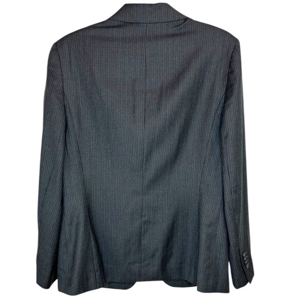 Brooks‎ Brothers 346 Womens Wool Blazer Sz 12 Large Gray Pinstripe Career Preppy - Picture 2 of 5